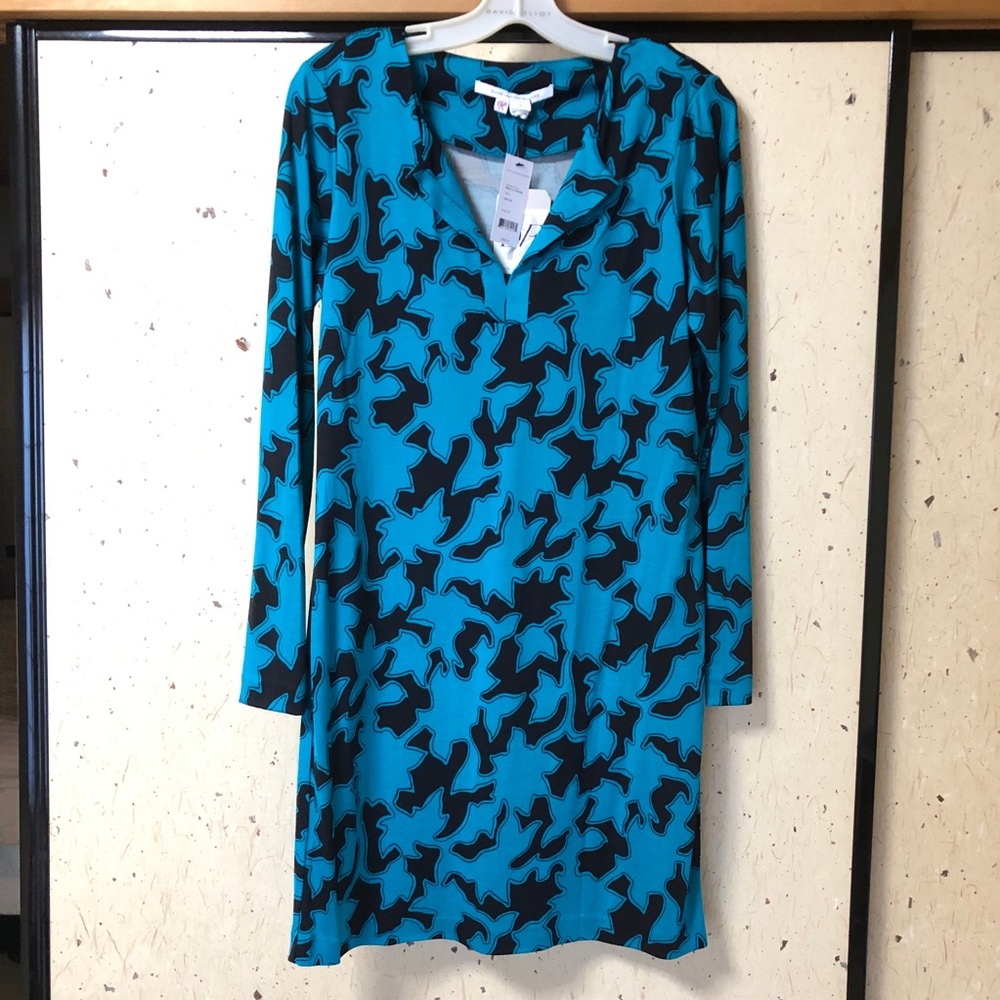 NWT DVF Reina sheath dress Turq/black